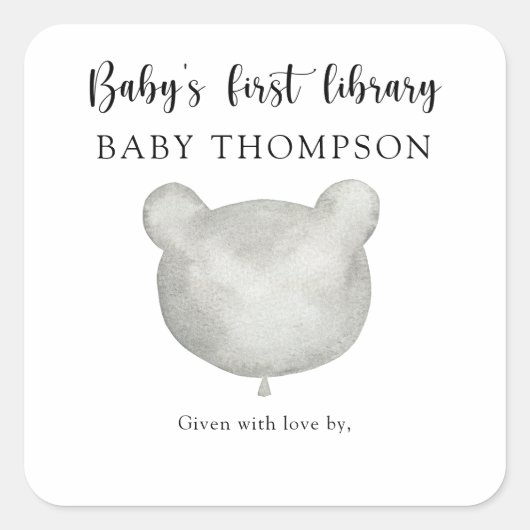 Sticker Carré Ours de ballons - première bibliothèque pour bébé (Devant)