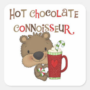 Sticker Carré Ours de garçon de connaisseur de chocolat chaud