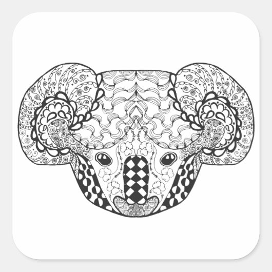 Sticker Carré Ours de koala inspiré (Devant)