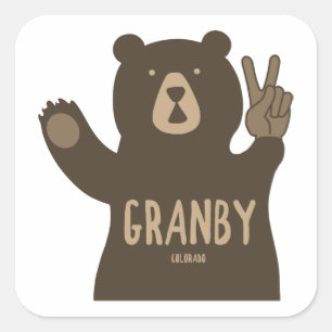 Sticker Carré Ours de la paix de Granby Colorado