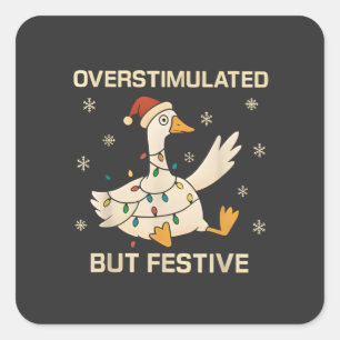 Sticker Carré Ours de Noël surstimulé mais festif Xmas