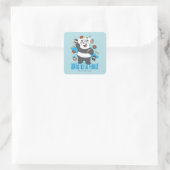 Sticker Carré Ours de Panda - Enferré dans une Mug ! (Sac)