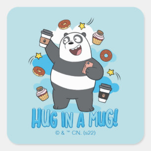 Sticker Carré Ours de Panda - Enferré dans une Mug !