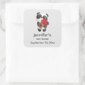 Sticker Carré Ours de Panda mignonne avec bouquet de Rose Enregi (Sac)