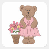 Sticker Carré Ours de sensibilisation au cancer du sein en robe  (Devant)
