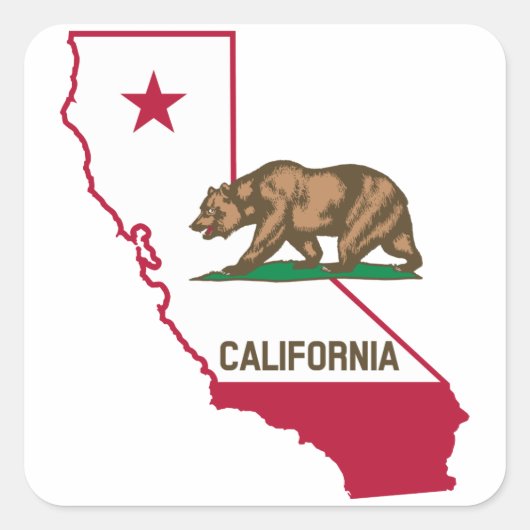 Sticker Carré Ours drapeau de Californie (Devant)
