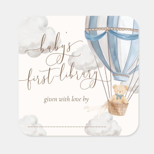 Sticker Carré Ours en Attente Ourson pour l'ex-libris de la bibl