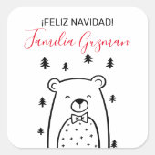 Sticker Carré Ours en forêt, Noël (Devant)