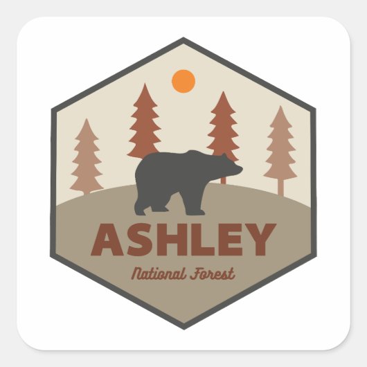Sticker Carré Ours forestier national Ashley (Devant)