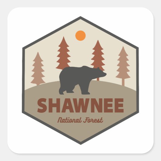 Sticker Carré Ours forestier national de Shawnee (Devant)