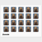 Sticker Carré Ours grizzly Cadeau de faune puissant (Feuille)