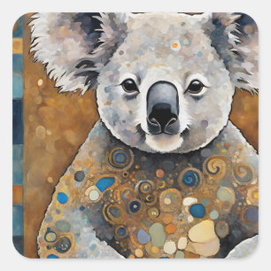 Sticker Carré Ours Koala Art Nouveau