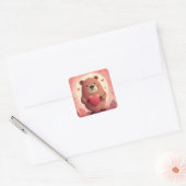 Sticker Carré Ours mignon en amour (Enveloppe)