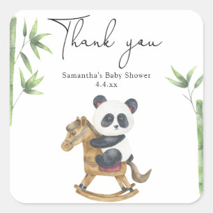 Sticker Carré Ours panda merci baby shower