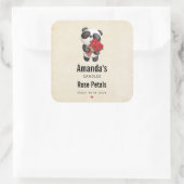 Sticker Carré Ours Panda mignonne avec bouquet de Rose bouquet b (Sac)