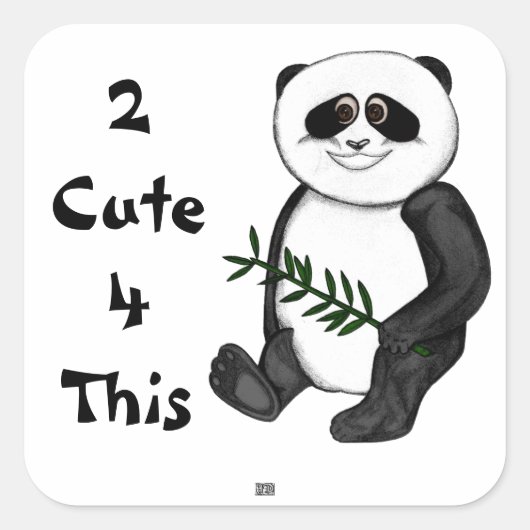 Sticker Carré Ours Panda Trop mignon (Devant)