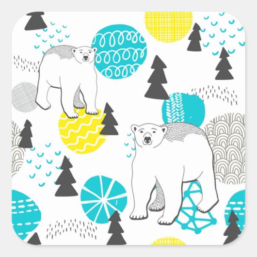 Sticker Carré Ours polaire (Devant)