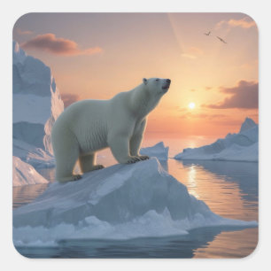Sticker Carré Ours polaire
