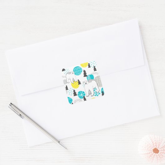 Sticker Carré Ours polaire (Enveloppe)