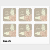 Sticker Carré Ours polaire Chouette Casquettes et pulls Étoiles  (Feuille)