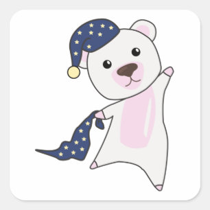 Sticker Carré Ours Polaire Ours Teddy Ours Ours Sleepyhead Ours
