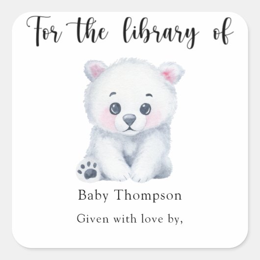 Sticker Carré Ours polaire - pour la bibliothèque de (Devant)