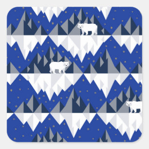 Sticker Carré Ours polaire sur Iceberg Motif sans couture.