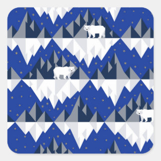 Sticker Carré Ours polaire sur Iceberg Motif sans couture.
