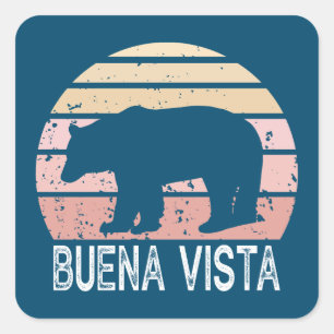 Sticker Carré Ours rétro Buena Vista Colorado