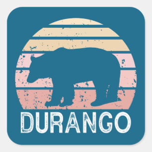 Sticker Carré Ours rétro Durango Colorado