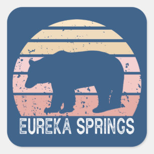 Sticker Carré Ours Rétro Eureka Springs Arkansas