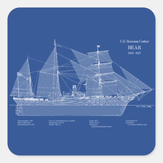 Sticker Carré Ours USCGRC USRC - ABD (Devant)