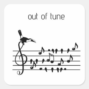 Sticker Carré Out of Tune, toucan rejoignant les oiseaux chanteu