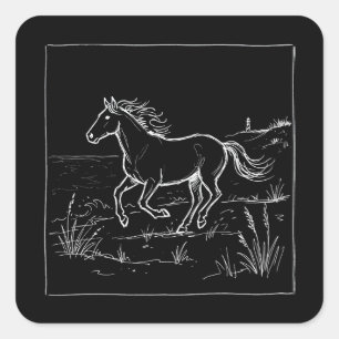 Sticker Carré Outer Banks Cheval Doodle Côté Mer
