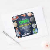 Sticker Carré Outer Space First Birthday (Enveloppe)