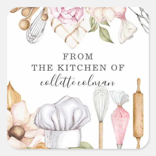 Sticker Carré Outils de boulangerie | De La Cuisine De (Devant)