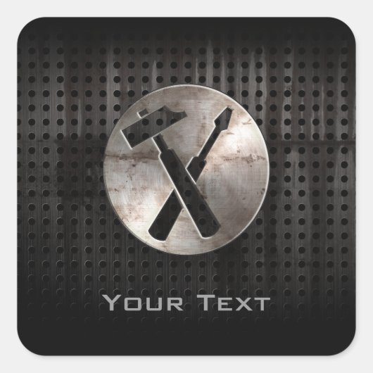 Sticker Carré Outils de charpentier robuste (Devant)