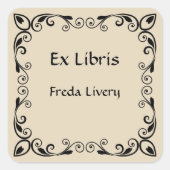 Sticker Carré Oval et défilement Vintages modifiables (Devant)