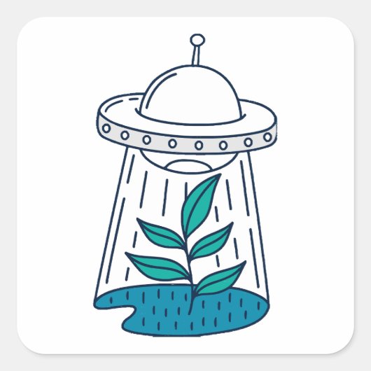 Sticker Carré OVNI Alien (Devant)