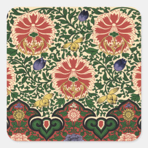 Sticker Carré Owen Jones Chinoiserie Rouge Lotus Floral Art Desi