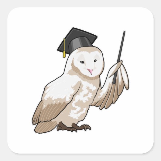 Sticker Carré Owl as Teacher with Pointer (Devant)