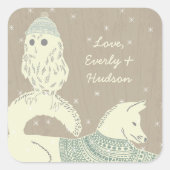 Sticker Carré Owl Fox a tricoté des Casquettes et des pulls étoi (Devant)