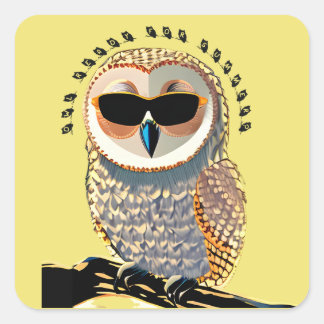 Sticker Carré Owl Prêt Pour L'Été ? (tons marron)