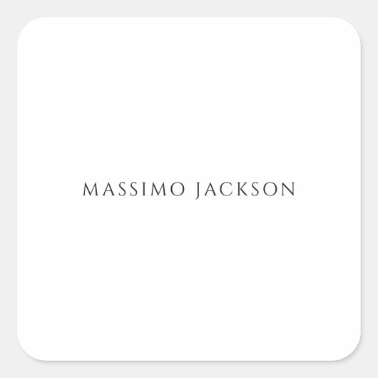 Sticker Carré Own Name Calligraphy Chic Plain Simple Black White (Devant)