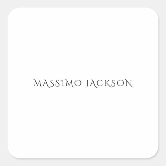 Sticker Carré Own Name Decorative Chic Plain Simple Black White (Devant)