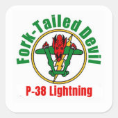Sticker Carré P-38 Éclair Éclair Écluse Déviale (Devant)