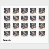 Sticker Carré Pack de loups en hiver (Feuille)