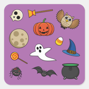 Sticker Carré Pack Halloween Kawaii