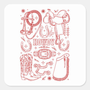 Sticker Carré Pack Texas Cowboy