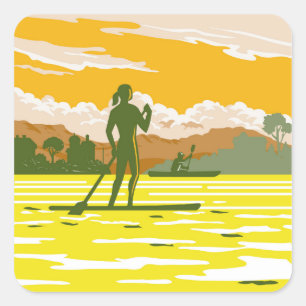 Sticker Carré Paddle dans la baie de Kotor Monténégro WPA